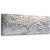 Lupia Quadro su Tela TREE FLOWERS WHITE 52x122 cm, Albero della Vita | Stampa artistica pronta da appendere, telaio legno 1,6 cm, per soggiorno camera da letto capezzale ufficio