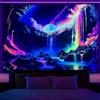OSVINO Arazzo da parete con luce nera, 150 x 200 cm, con cascata arcobaleno, reattivo ai raggi UV, per camera da letto, soggiorno e camera hippie, ideale per Halloween