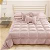 PETTI Artigiani Italiani - Trapunta Invernale Matrimoniale 260x270 cm in Velluto, Copriletto Piumone Double Face Anallergico 350 g/m², Trapunta Calda per Letto, Cipria, Made in Italy