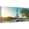 Generico Panorama Parigi e Torre Eiffel sul fiume Senna - Quadro stampa su tela con telaio in legno - 100x50 cm