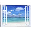 LuxHomeDecor Quadro finestra mare spiaggia 100x75 cm Stampa su Tela con Telaio in Legno Arredamento Arte Arredo Moderno