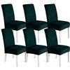 Ystyle Morbido Velluto Coprisedie con Schienale 6 Pezzi, Verde Scuro | Coprisedie Cucina Elasticizzati, Fodere Sedie Universale Soggiorno, Chair Cover Antimacchia, Moderno Fodere per Sedie