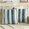 Ystyle Chenille Federe Cuscini Divano 50x50 2 Pezzi, Federa Cuscino Decorativa a Strisce con Texture Trapuntata Soffice, Boho Copricuscino Divano per Divano Soggiorno Camera, Blu Scuro