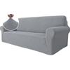 Ystyle Universale Copridivano 3 Posti con Braccioli, Grigio Argento | Sofa Cover Antigraffio Gatto, Pesante Fodere Copridivani Elasticizzato, Copripoltrona Antimacchia Lavabile Antiscivolo