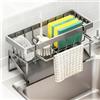 Generic Organizzatore per Lavello da Cucina, Portaspugna con Vassoio di Scarico Automatico, Portasciugamani Rimovibile, Dispenser per Sapone da Banco da Cucina in Acciaio Inox Antiruggine - Grigio