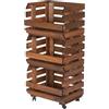 STOLMAK Cassetta Porta Verdura In Legno 37x79x30 cm Con Ruote Scaffale Porta Patate Frutta E Verdura A 3 Livelli Con Ceste Impilabili Contenitore Cucina In Marrone