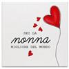 VELORAH Regalo Nonna in Legno Bianco con Dedica, Decorazione da Appoggio e da Appendere per Interni, Idea Regalo Compleanno, Natale e Festa dei Nonni, Made in Italy