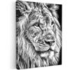 MuchoWow© Stampa di Foto su Tela Quadro Soggiorno Moderno Quadri per | 60x80 cm - Salotto Decorazioni Camera Ritratto di leone - Bianco e nero