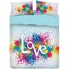 Bassetti Extra Completo Letto copriletto con Balza applicata Matrimoniale stampa digitale alta definizione (LEEX140 Color Love CUORE)