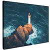 MuchoWow© Stampa Foto Quadro Moderno Quadri Moderni Soggiorno Con Cornice | 80x60 cm - Stampe Da Parete Camera Da Letto Matrimoniale Decorazione Canvas Faro - Roccia - Mare - Onde