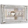Feeby Quadro Tela Non Tessuta Iscrizione Casa Rustica 60x40 cm Foto Stampa Moderna Pronta Per Essere Appesa Cornice Illusione Cuore Legno beige