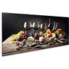 islandburner Quadro con stampa su tela, motivo: natura morta con vino, frutta e formaggio, ideale per la cucina
