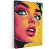 MuchoWow© Stampa Foto Quadro Moderno Quadri Moderni Soggiorno Con Cornice | 60x90 cm - Stampe Da Parete Camera Da Letto Matrimoniale Decorazione Canvas Primo Piano - Volto Femminile - Puntini