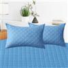 CYCMACO Federe Cuscino Letto 50x80cm, Impermeabile Federe Cuscino Letto Coppia Di 2, Chiusura A Busta, Antiacaro e Ipoallergico, Tinta Unita, Extra Morbidi E Lavabili, Blu
