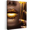 MuchoWow© Stampe su Tela moderne Quadro Moderno Soggiorno Quadretti da | 30x40 cm - Parete Room Decor Donna - Oro - Colore - Labbra - Ritratto