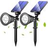 Wilktop Landscape - Faretto solare a LED per esterni, versione 3th super luminoso, a energia solare, impermeabile per cortili, giardini, prati ecc. (2 pezzi, bianco caldo)