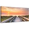 Generico Tramonto sul mare con passerella e gabbiani - Quadro stampa su tela con telaio in legno - 120x60 cm