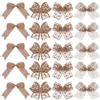 SOFPLATE 2 set 24 pezzi Piccoli FiocChis di Juta Fiocco di Juta Nastro di Lino Marrone Chisaro Intrecciato Fatto A Mano Mini Nodo di Torsione Ghirlanda Decorazione Artigianale per Matrimonio Festa Alb