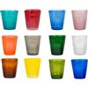 H&H Giada Set 12 Bicchieri Acqua in Vetro Colorato - Multicolore, 280 ml - Bicchieri Irregolari con Microbollicine, Robusti e Lavabili in Lavastoviglie - Segnaposto Originali