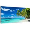 Generico Spiaggia tropicale con palme e mare cristallino - quadro stampa su tela con telaio in legno - 120x60 cm