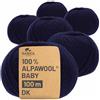 HANSA-FARM 100% Lana di Alpaca in più di 50 Colori (Non Punge), Set da 300g (6 x 50g), Lana di Baby Alpaca Morbida per Maglieria e Uncinetto in 6 spessori di Filato Gomitoli Lana Blu Scuro