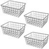 TAICHEUT 4 cestini portaoggetti in filo metallico nero, 28 x 22 x 12 cm, multifunzionali, per cucina, bagno, camera da letto, soggiorno, armadio