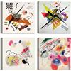 LuxHomeDecor Set di 4 quadri 30x30 cm - stampa su tela con telaio in legno stile astratto geometrico moderno - Wassily Kandinsky