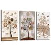 Lupia - Set 3 Quadri su Tela CANVAS DAY TREE 38x75 cm Albero della Vita, Stampa Vivida, Pronto da Appendere, Decorazione per Soggiorno, Capezzale Testiera Camera da Letto, Cucina, Ufficio