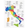 KUSTOM ART Poster Decorativo da Parete Cartina Italia Regioni con Province Stampa su Carta Patinata 70x50cm Senza Cornice