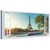 Generico Quadro finestra panorama Parigi Torre Eiffel - Stampa su tela con telaio in legno - 120x60 cm