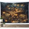 LB Arazzo Libreria incantata Arazzo da Parete Grande albero nella libreria vintage Telo da Parete Libri magici streghe Arte Muraria per Soggiorno Camera da Letto Dormitorio Decorazione,200x150cm