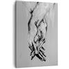 ARTTOR Moderno Quadro su Tela 50x70 cm Verticale Bianco e Nero Persone - 4566 | Manualmente Scritto Mani Quadro Decorativo Piccolo Soggiorno Camera da Letto Decorazione da Parete Arte da Parete ARTTOR