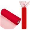 LUPATDY Rotolo di Tulle Rosso 30cm x 92M, Tessuto in Tulle Wedding Deco, Decorazione da Tavolo, Tulle Roll Tessuto per DIY Tutù, Gonna, Artigianato, Feste, Tessuti