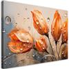 Feeby Quadri Camera Da Letto - Stampa su Tela - Quadro Moderno Soggiorno - Tulipani Fiori Arancione - 90x60 cm - Decorazione Da Parete