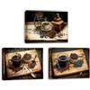 PIY PAINTING Arte Murale Su Tela Classica, Immagine Su Tela Con Chicco Di Caffè, Stampe d'Arte Al Caffè, Quadro Decorazione Murale Per Albergo Cucina, Set Di 3, 30x40 cm/90x40 cm