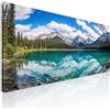 CheQuadro! Quadro montagne xxl, panorama montagne, montagne innevate, paesaggi montagne, tramonto montagne innevate, Lago sereno con acqua cristallina che riflette montagne aspre mow21-180x70 cm