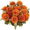 Fairblo 2 Bouquet di Fiori Artificiali Crisantemi Finti Arancione Fiori Seta Decorativi Ortensie Artificiali per Casa Giardino Ufficio e Bouquet da Sposa