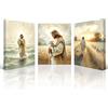 Artscope Stampe e Quadri su Tela 3 pz. Gesù Protegge l'Agnello Immagine Fotografia Murale Tela Wall Art Bel Regalo per Home Decor Ristorante Cucina Regalo di Anniversario Compleanno 30x40CM