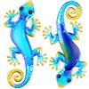 AOOSU Decorazione Artistica da Parete in Metallo, 2pcs Ferro Battuto da Appendere, Decorazioni da Appendere All'Interno per Esterni, per Giardino, Camera da Letto, Soggiorno, Balcone (Geco Blu)