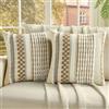 Ystyle Chenille Federe Cuscini Divano 50x50 2 Pezzi, Federa Cuscino Decorativa a Strisce con Texture Trapuntata Soffice, Boho Copricuscino Divano per Divano Soggiorno Camera, Kaki