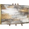 YS-Art Quadro Astratto Moderno Oro e Beige Dipinto a Mano con Texture