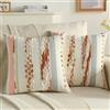 Ystyle Chenille Federe Cuscini Divano 50x50 2 Pezzi, Federa Cuscino Decorativa a Strisce con Texture Trapuntata Soffice, Boho Copricuscino Divano per Divano Soggiorno Camera, Rosso Ruggin