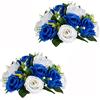 Inweder Palline da matrimonio centrotavola - 2 pezzi fiori artificiali per composizioni fiori fiori finti palline rosa matrimoni feste compleanno San Valentino decorazioni casa blu reale bianco