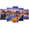 ARTTOR Quadri Moderni su Tela 150x50 cm Stampe da Parete Architettura Città - 2820 | New York U.S.A. America Quadro Decorativo XXL Set da 5 pezzi Soggiorno Arte da Parete Decorazione da Parete ARTTOR
