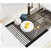 Okaytec Scolapiatti da Appoggio per Lavello -Scolapiatti pieghevole sopra Lavandino | Espandere Piano di lavoro per cucina, Rendendo più facile Scolare Piatti, Verdure, Frutte (Silicone & 43 * 33cm)- Nero