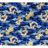 Jukway Tessuto di cotone al metro, 50 x 145 cm, 100% cotone, motivo bronzante, stampa floreale, per cucito, trapuntatura, artigianato, tende, tappezzeria (06- Design, Blu)