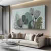 Generico Stampa su Tela Bohemien Linee Astratto Piante, Quadro Artistico per Arredo Interni Casa e Ufficio, Verde salvia Decorazione Parete Elegante per Salotto, Idea Regalo - Senza Cornice, 150L x 50l cm