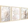 HALFLEMART 3Pcs Stampa su Tela Con Cornice Foglie di Palma di Loto Bianco e Peonia Pittura Quadri su Tela Boho Fiore Minimalista Quadri Moderni Soggiorno Camera da Letto Casa 30x40cm x3pcs (Senza Plexiglass)