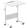 SogesPower Tavolino, Tavolino Piccolo con 4 Ruote girevoli, Altezza Regolabile, Scrivania per Computer a Forma di C, con Supporto per Tablet, 60 * 40*(71-90) cm