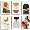 HALFLEMART 6Pcs Stampa su tela Con Cornice Linee Geometriche Colorate Boho Pittura Piante Verdi Bohémien Fiori Quadri su tela Poster da parete Quadretti Quadri Moderni Soggiorno Camera da letto 20x30cm x6